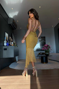VESTIDO PARATY GOLD - TRICOT PREMIUM EM FIOS DE SEDA