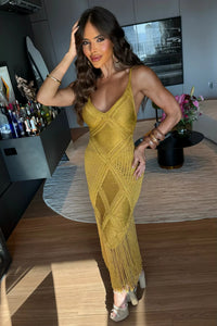 VESTIDO PARATY GOLD - TRICOT PREMIUM EM FIOS DE SEDA
