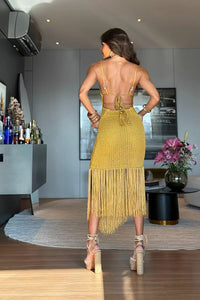 VESTIDO PARATY GOLD - TRICOT PREMIUM EM FIOS DE SEDA