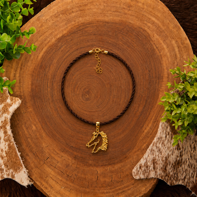 CHOKER CAVALGADA MARROM - COLAR