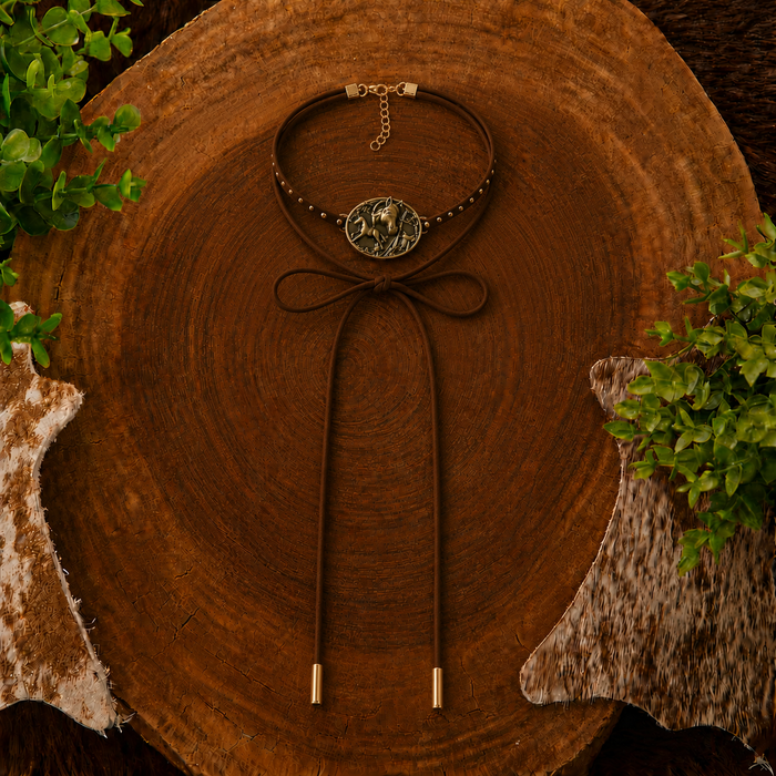 CHOKER RODEIO MARROM - COLAR