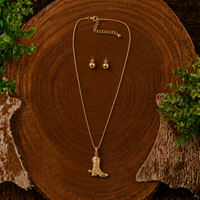 CHOKER BOTA FOLHEADO - COLAR E PAR DE BRINCOS