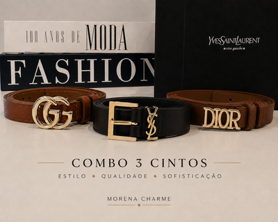 COMBO 3 CINTOS - DIORI BLACK - GUZ MARROM - IVYS CAFÉ - COMBO PROMOCIONAL SEM TROCA