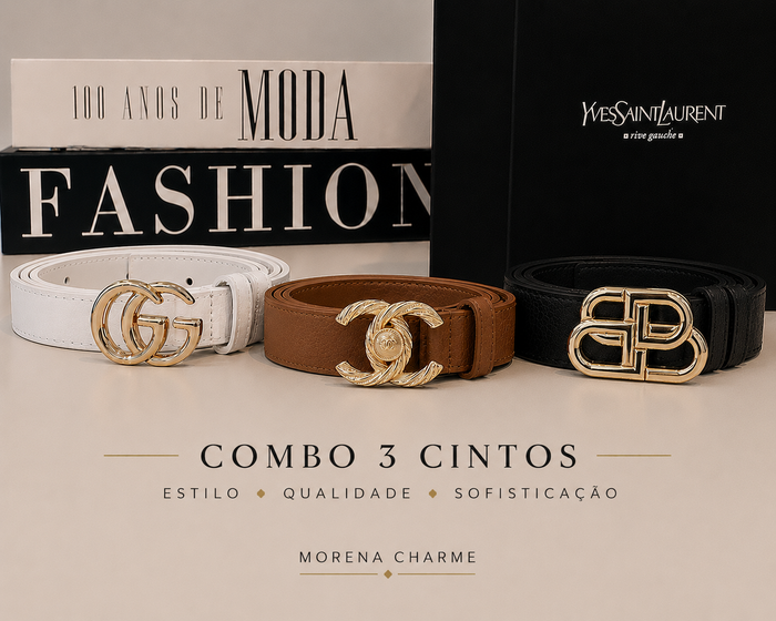COMBO 3 CINTOS - GUZ OFF - BALY BLACK - CINDY MARROM - COMBO PROMOCIONAL SEM TROCA