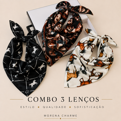 COMBO 3 LENÇOS - LENÇO ALAZÃO - LENÇO NOBRE - LENÇO EQUESTRE - COMBO PROMOCIONAL SEM TROCA