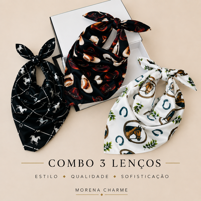 COMBO 3 LENÇOS - LENÇO AMAZONA - LENÇO NOBRE - LENÇO HIPISMO - COMBO PROMOCIONAL SEM TROCA
