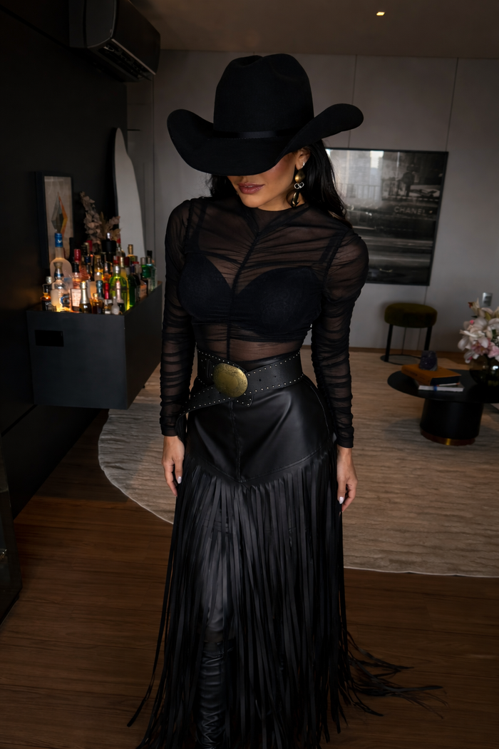 BODY E TOP LOLLA PRETO - BODY DRAPEADO E TOP EM RENDA FRANCESA