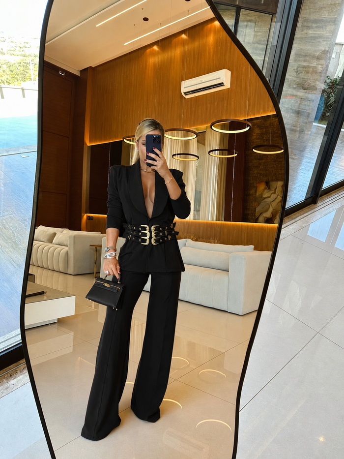 CONJUNTO MADEMOISELLE BLACK - BLAZER E CALÇA PANTALONA