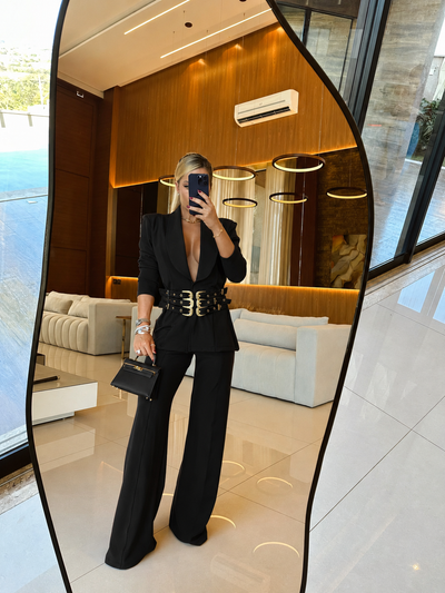 CONJUNTO MADEMOISELLE BLACK - BLAZER E CALÇA SKINNY MONTARIA