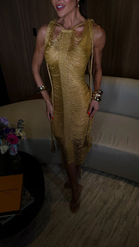 VESTIDO DUPLO RAVENA GOLD - COM FIOS DE SEDA