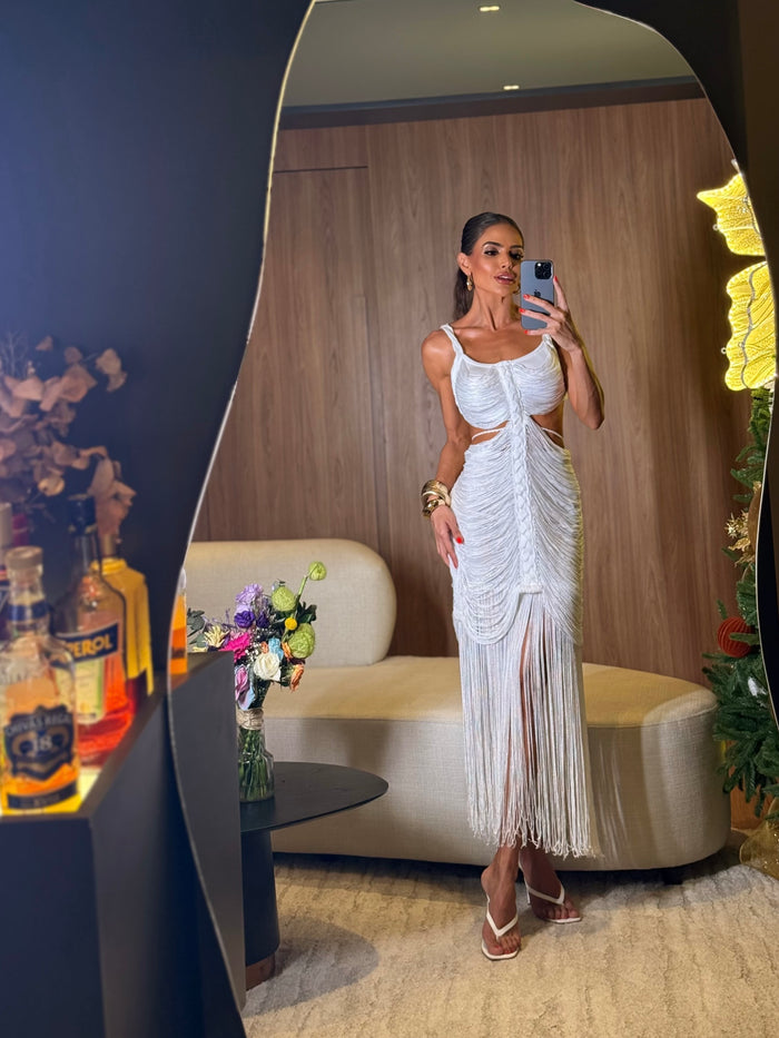 VESTIDO RIVIERA BRANCO , 2 PEÇAS EM FIOS DE SEDA