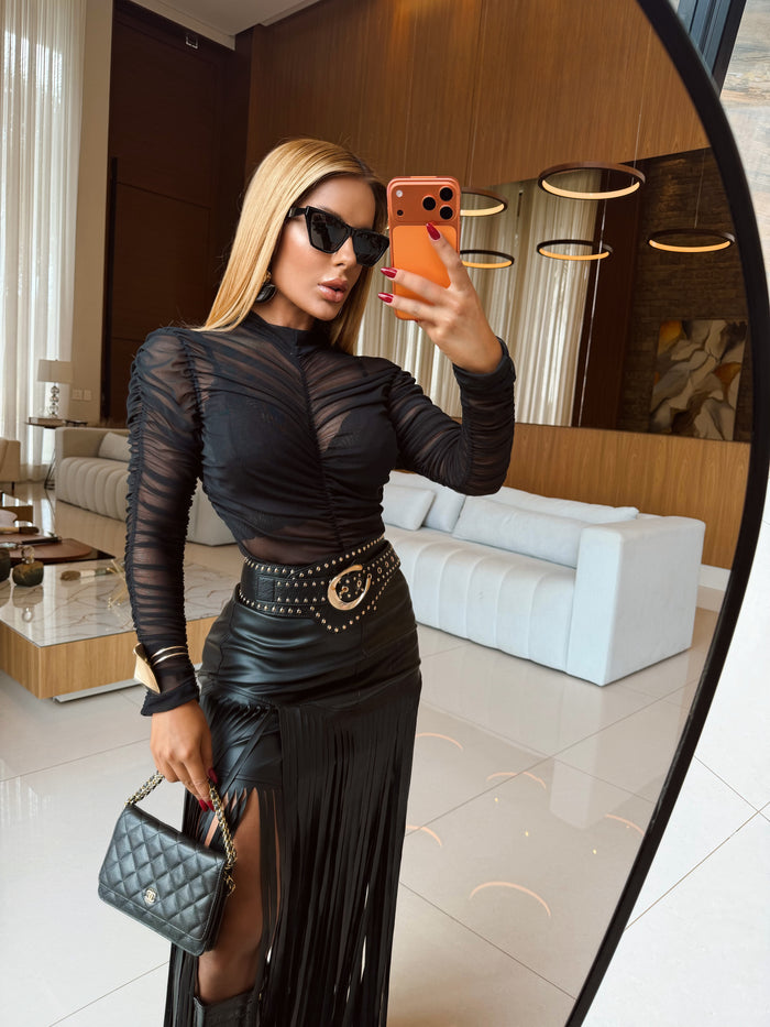 CONJUNTO LOLLA BLACK - SAIA, BODY E CROPPED