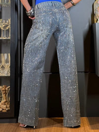 CALÇA JEANS RIVIERA - JEANS AZUL ESCURO CRAVEJADA