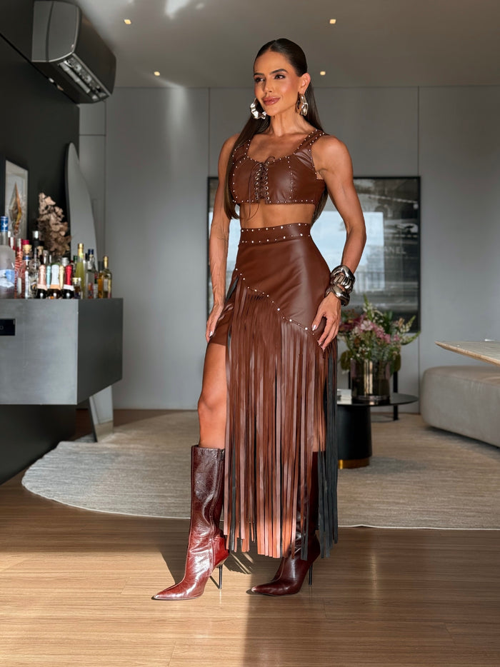 CONJUNTO LAUANA - CROPPED E SAIA