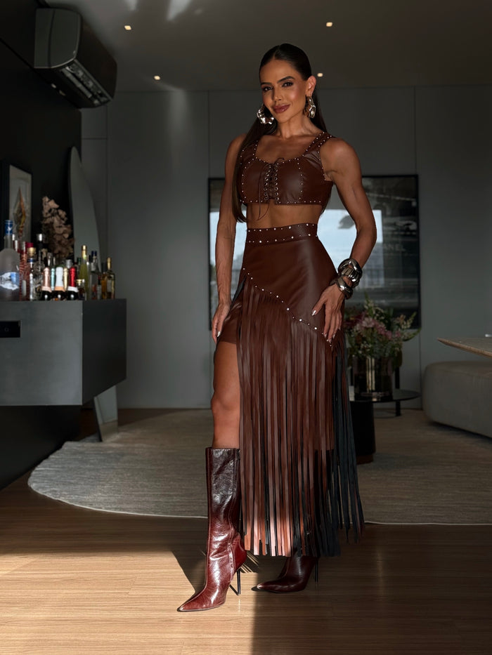 CONJUNTO LAUANA - CROPPED E SAIA