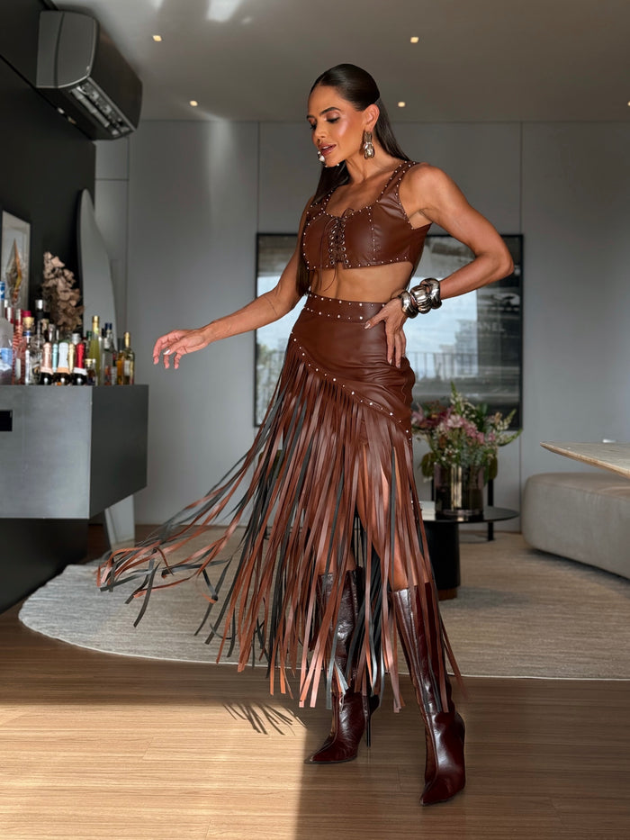 CONJUNTO LAUANA - CROPPED E SAIA