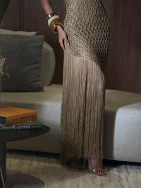 VESTIDO MADRE PÉROLA TOFFEE, FIOS DE SEDA