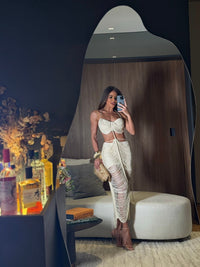 VESTIDO MALDIVAS NATURAL - COM HOT PANT , FIOS DE SEDA