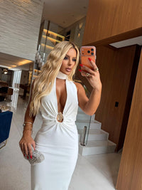 VESTIDO MIDI CHARLOTTE OFF - VESTIDO COM LEVE TRANSPARÊNCIA