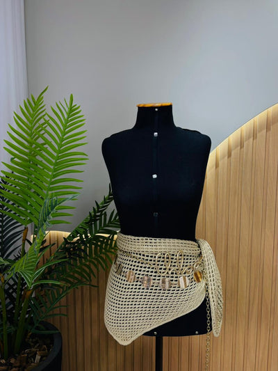 LENÇO MACRAMÊ MODAL - AREIA PÉROLADA