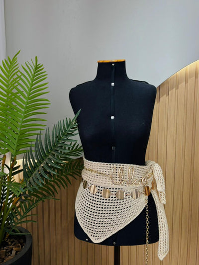 LENÇO MACRAMÊ MODAL - AREIA