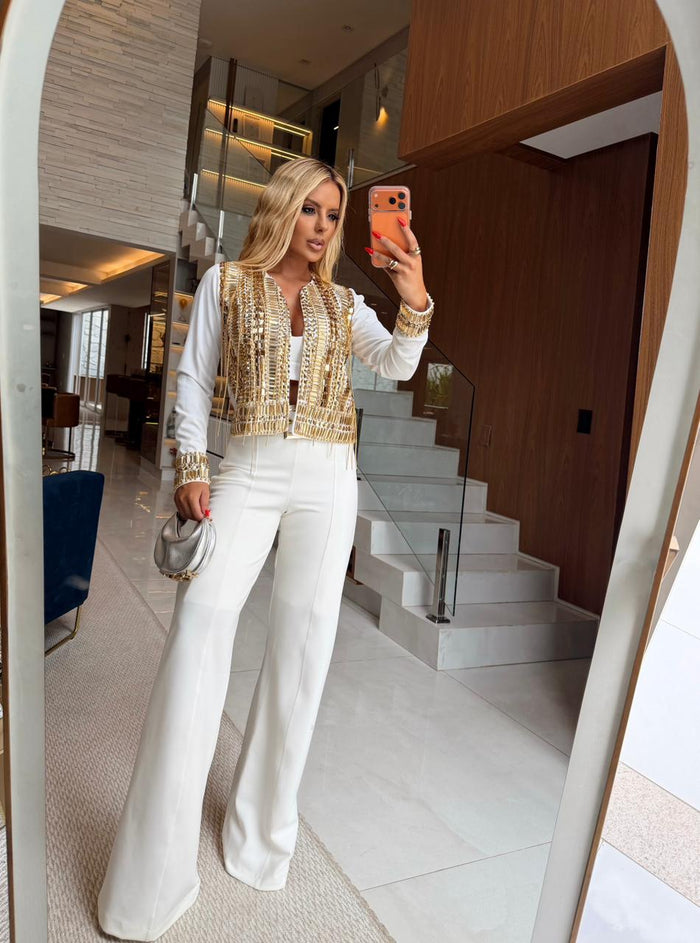 TRIJUNTO TOPÁZIO OFF - CASACO, TOP E CALÇA COM CINTO