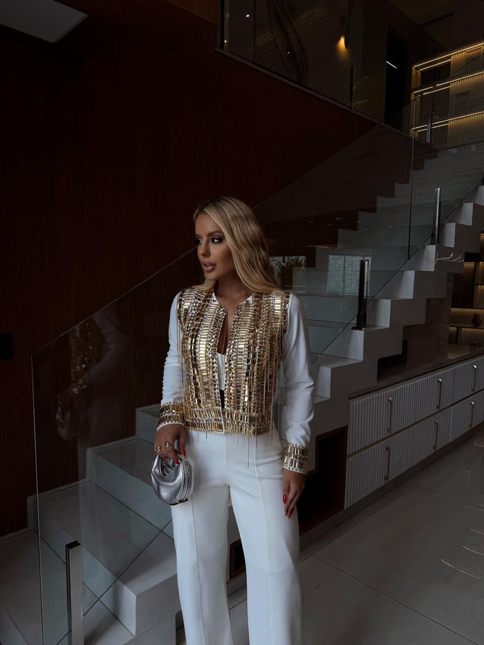 TRIJUNTO TOPÁZIO OFF - CASACO, TOP E CALÇA COM CINTO