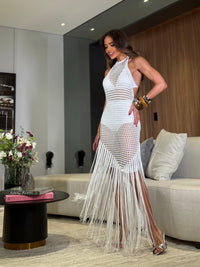 VESTIDO ALMA WHITE - VESTIDO COM TOP E HOT PANT , FIOS DE SEDA