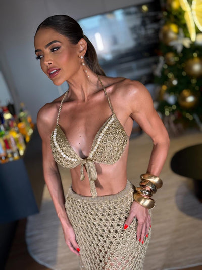 CONJUNTO HAVANA - TOP HOT PANT E SAIA -  FIOS DE SEDA