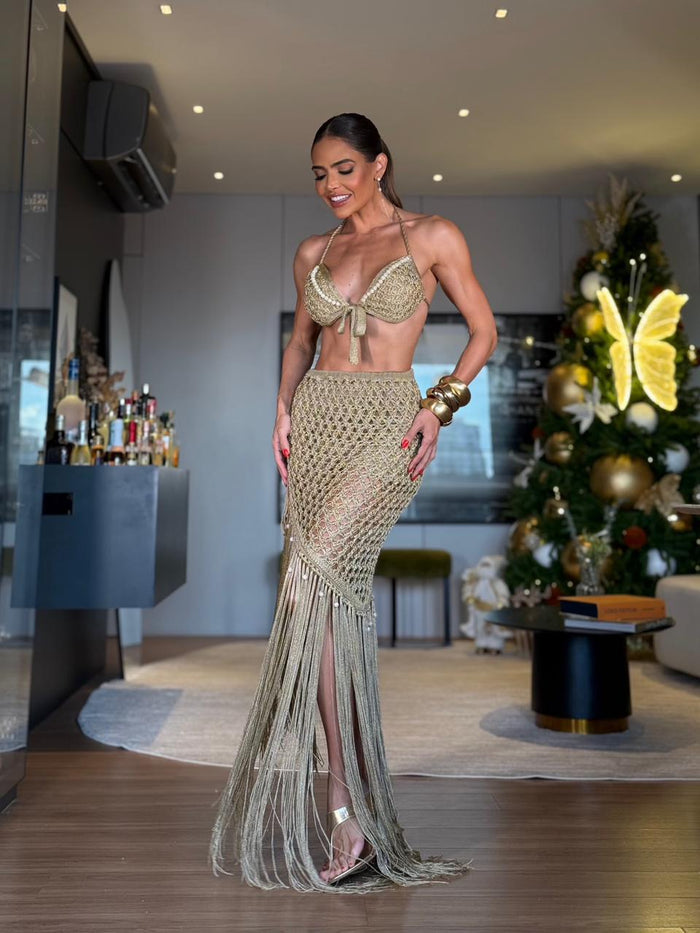 CONJUNTO HAVANA - TOP HOT PANT E SAIA -  FIOS DE SEDA