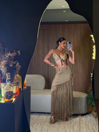 CONJUNTO HAVANA - TOP HOT PANT E SAIA -  FIOS DE SEDA