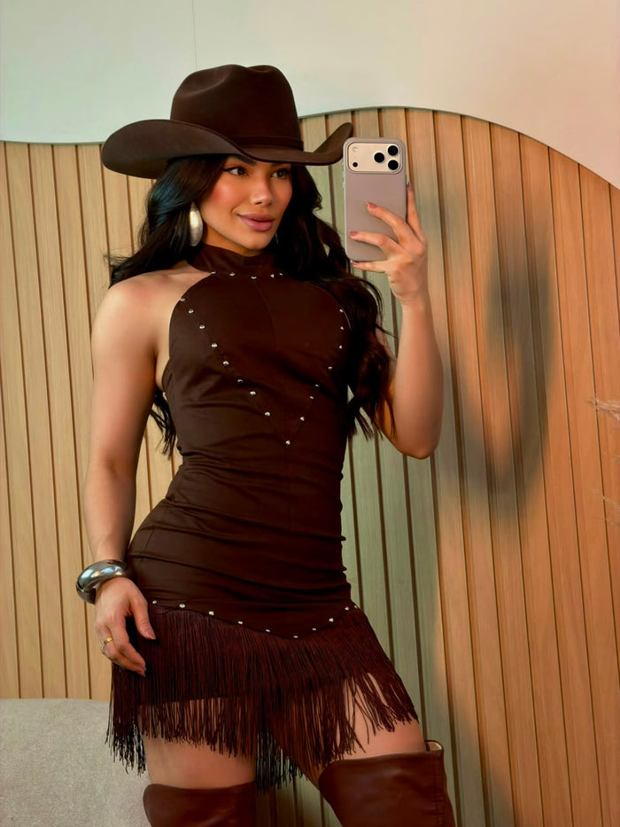 VESTIDO SERTÃO - VESTIDO EM SARJA MARROM