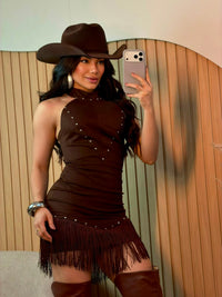 VESTIDO SERTÃO - VESTIDO EM SARJA MARROM