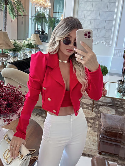 CROPPED BLAZER INTENSE RED, ACOMPANHA TOP