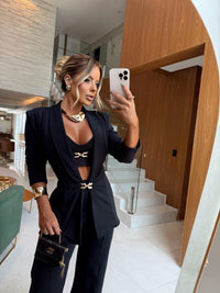 CONJUNTO LORY BLACK -BLAZER COM TOP E CALÇA