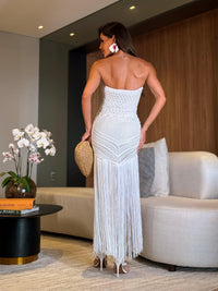 VESTIDO MALIBU BRANCO , FIOS DE SEDA