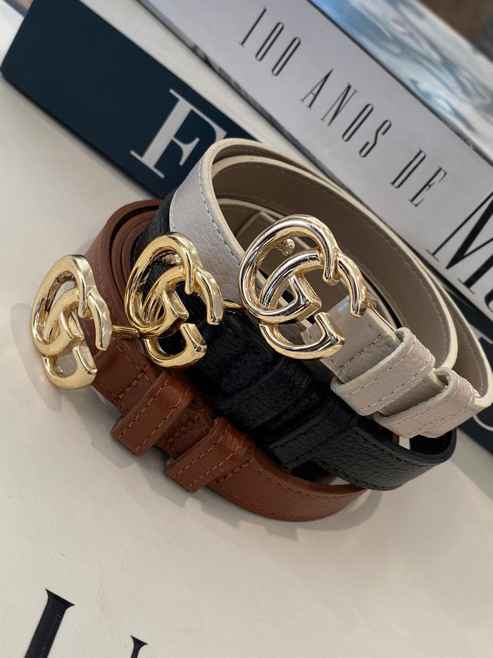 CINTO GUZ MARROM COURO COM FIVELA METAL