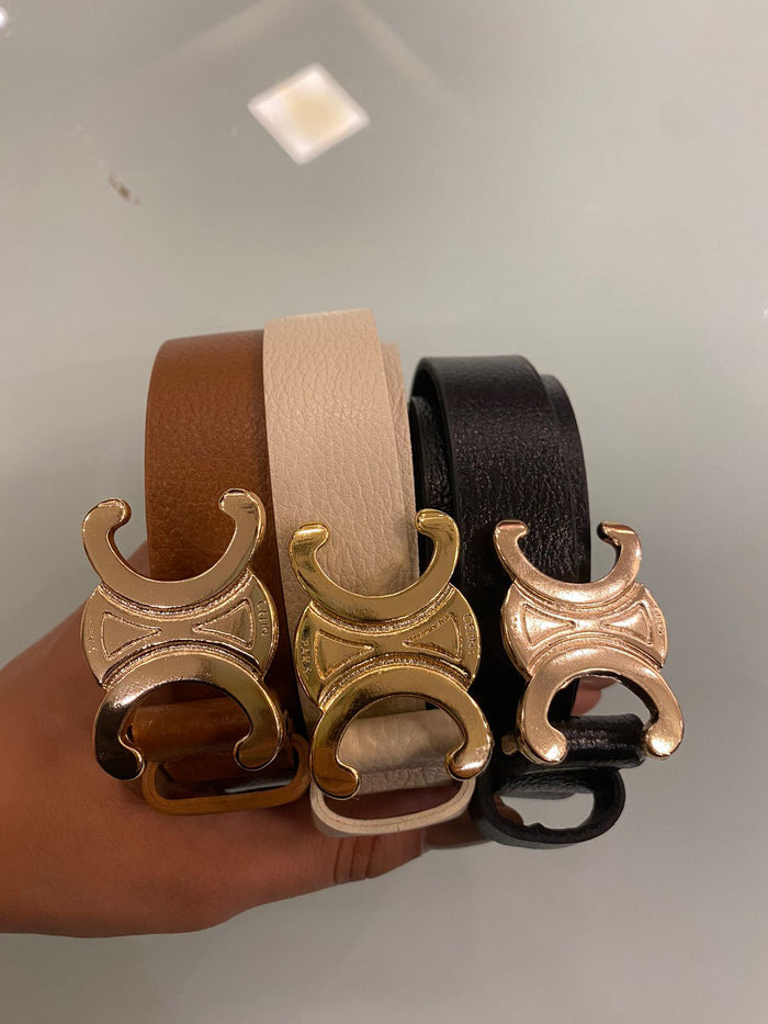 CINTO CELINA COURO FIVELA EM METAL - BLACK