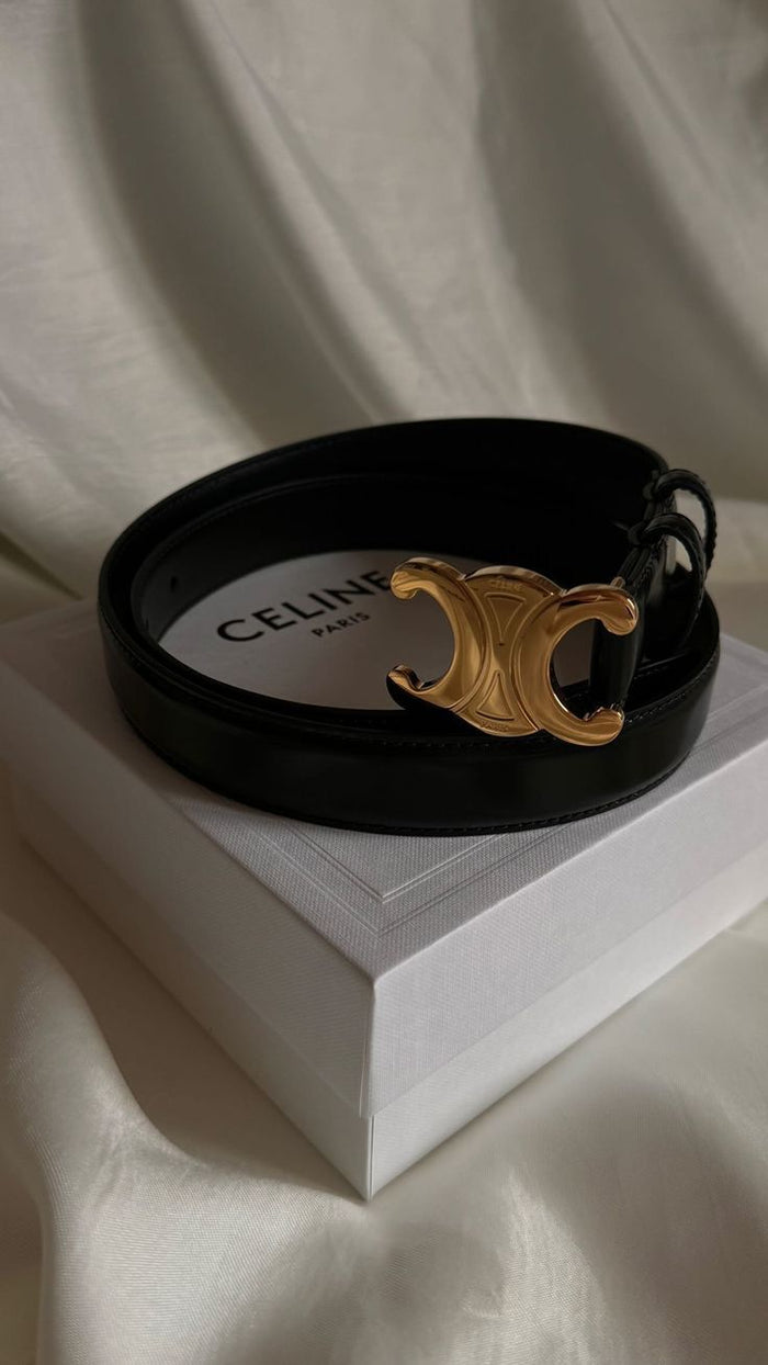 CINTO CELINA COURO FIVELA EM METAL - BLACK