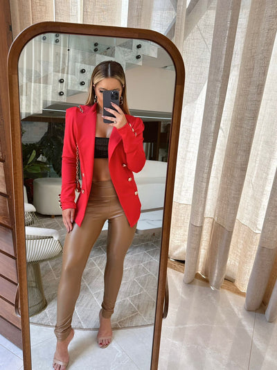 BLAZER LUXO VERMELHO COM BOTOES METALIZADOS