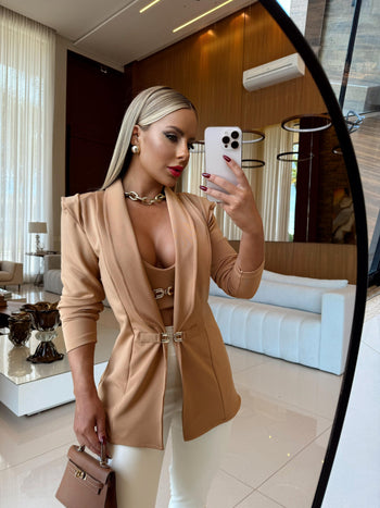 MAX BLAZER LORY CARAMELO COM TOP