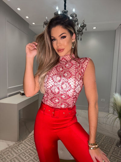 BODY RENDA VERMELHO PEÇA PROMOCIONAL SEM TROCA