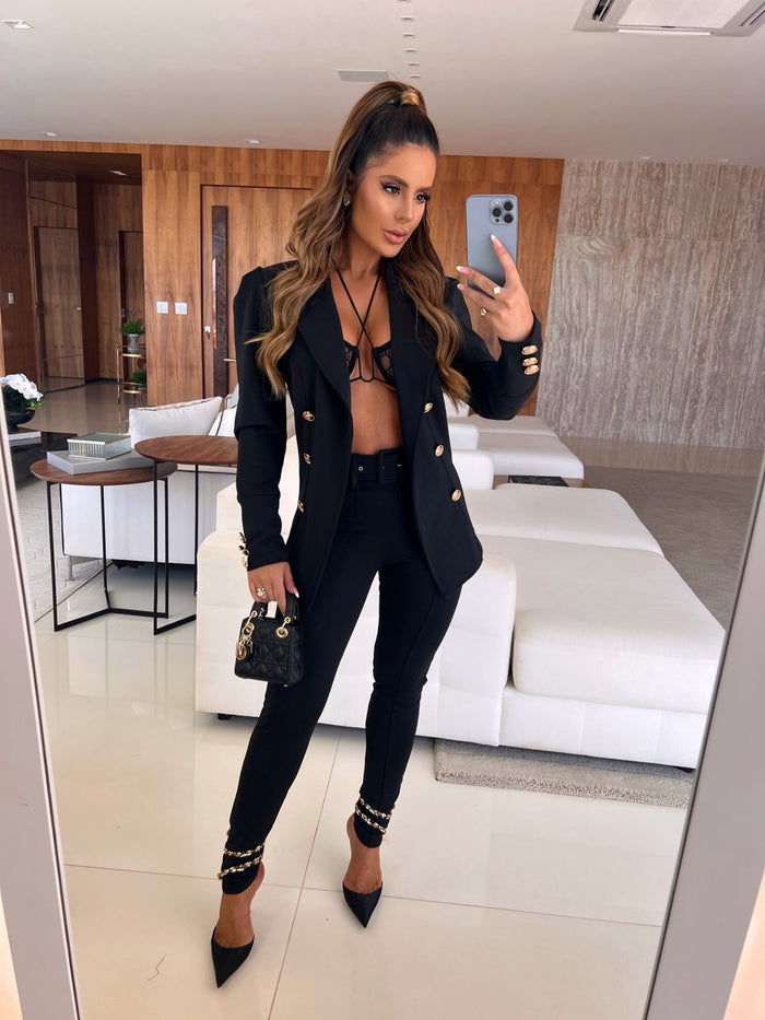 BLAZER LUXO BLACK COM BOTOES METALIZADOS