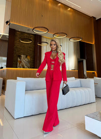CONJUNTO LORY RED -BLAZER COM TOP E CALÇA