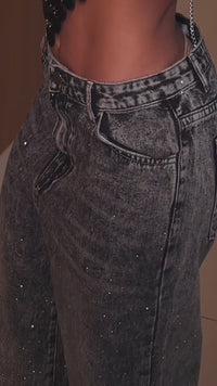 CALÇA JEANS MESCLA LUXURY  CRAVEJADA