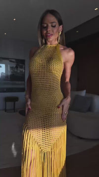 VESTIDO ALMA GOLD - VESTIDO COM TOP E HOT PANT , FIOS DE SEDA
