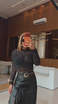 CONJUNTO LOLLA BLACK - SAIA, BODY E CROPPED