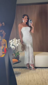 VESTIDO MALIBU BRANCO , FIOS DE SEDA