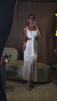 VESTIDO RIVIERA BRANCO , 2 PEÇAS EM FIOS DE SEDA