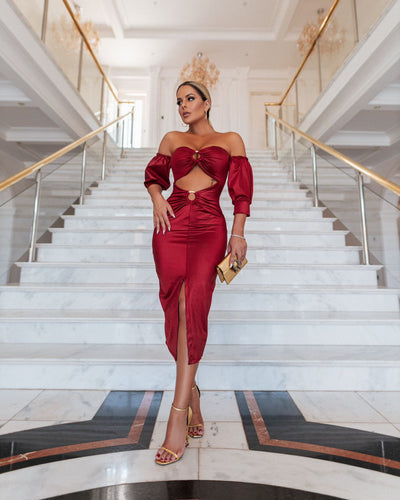 VESTIDO GLOSS MARSALA LORENA-LEVES DEFEITOS-PEÇA PROMOCIONAL SEM TROCA